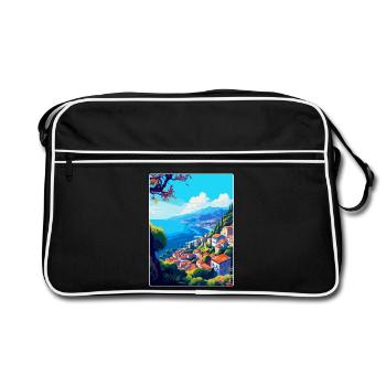 Funchal Portugal Vintage Reiseplakat Souvenir - Retro Tasche - Schwarz/Weiß - Vorne