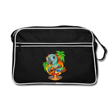 Drôle de perroquet d’été plage lunettes de soleil hawaïenne - Sac Retro - noir/blanc - Devant