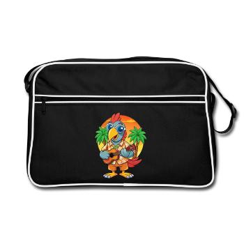 Drôle de perroquet d’été plage lunettes de soleil hawaïenne - Sac Retro - noir/blanc - Devant