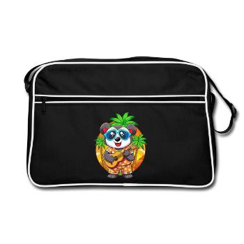Funny Panda Cartoon Summer Beach Sunglasses Guitar - Retro Bag - black/white - Front