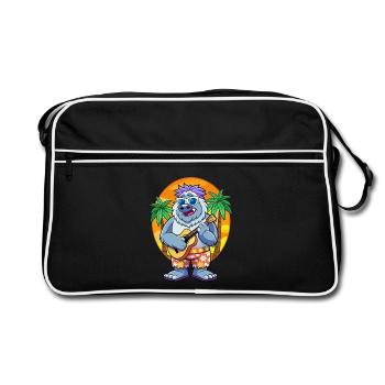 Drôle Yeti Dessin Animé Plage D’été Lunettes De Soleil Guitare - Sac Retro - noir/blanc - Devant