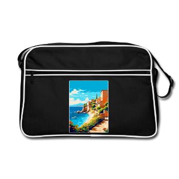 Costa Brava Spanien Vintage Reiseplakat Souvenir - Retro Tasche - Schwarz/Weiß - Vorne