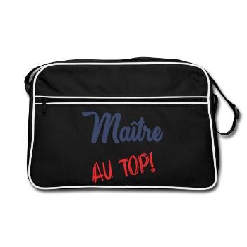 MEISTER AN DER SPITZE - Retro Tasche - Schwarz/Weiß - Vorne