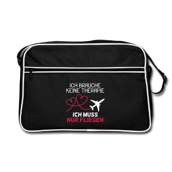 Pilot Therapie Spruch Flugzeug Geschenk - Retro Tasche - Schwarz/Weiß - Vorne