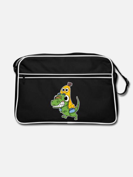 Mauvais dinosaure et jolie banane - Sac Retro - noir/blanc