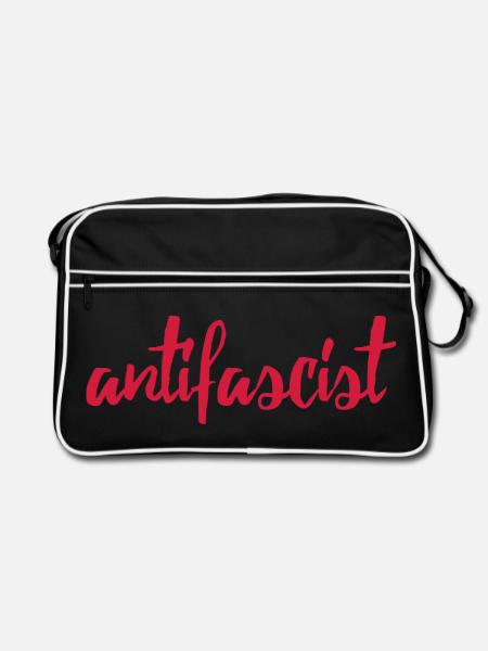 Always Antifascist - Retro Tasche - Schwarz/Weiß - Vorne
