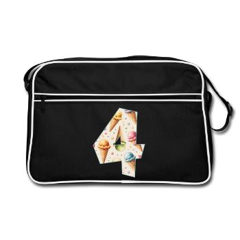 EISCREME NUMMER 4 JAHRE EIS 4. GEBURTSTAG - Retro Tasche - Schwarz/Weiß - Vorne