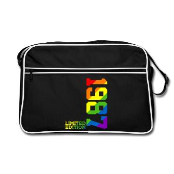FIERTÉ QUEER IREN-CIEL 39E ANNIVERSAIRE DE L’ENVERGURE LGBTQ 1987 - Sac Retro - noir/blanc - Devant