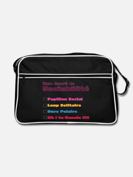 Echelle de Sociabilité - Humour animalier - Sac Retro - noir/blanc - Devant