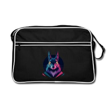 Écureuil low-poly - Sac Retro - noir/blanc - Devant