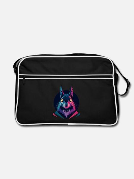 Écureuil low-poly - Sac Retro - noir/blanc