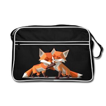 Renardeaux low-poly - Sac Retro - noir/blanc - Devant