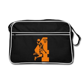 NUMMER 4 BASKETBALL 4. GEBURTSTAG - Retro Tasche - Schwarz/Weiß - Vorne