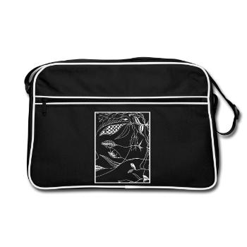 Dark Botanical Lines - Retro Bag - black/white - Front