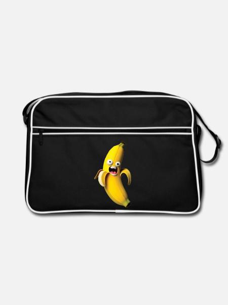 Expressive banana figure with a face - Retro Bag - black/white - Front