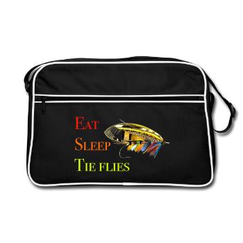 Essen Schlaf Krawattenfliegen - Retro Tasche - Schwarz/Weiß - Vorne
