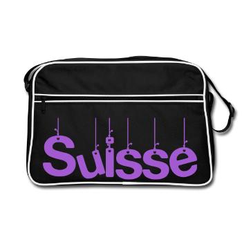 SUISSE. PAYS. GENEVE. SUISSE. HUMOUR - Sac Retro - noir/blanc - Devant