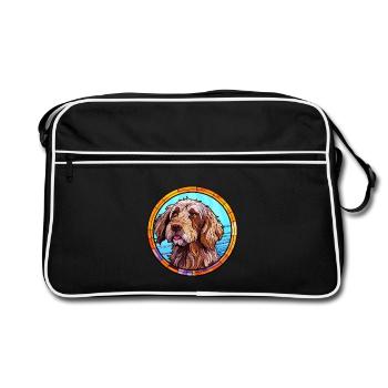 Pudelpointer Hunderasse Buntes Glas Buntes Wate - Retro Tasche - Schwarz/Weiß - Vorne