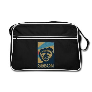 Flinker Gibbon Dschungelbewohner - Retro Tasche - Schwarz/Weiß - Vorne