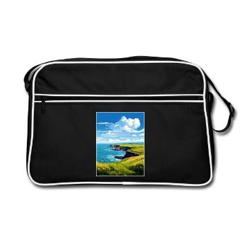 Das Lizard Peninsula Cornwall Reiseposter - Retro Tasche - Schwarz/Weiß - Vorne