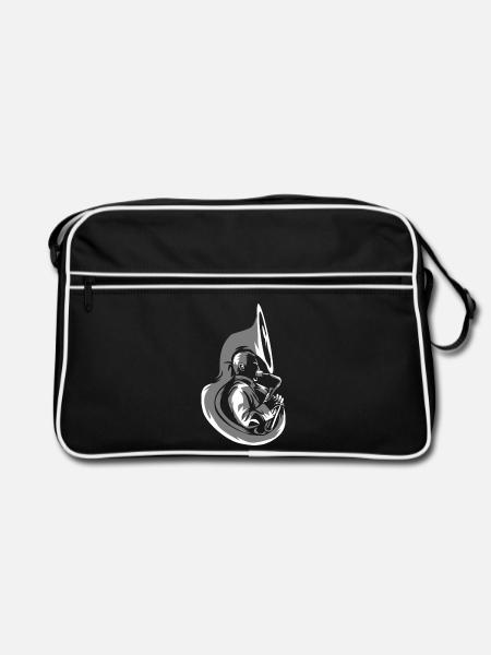 Bronzenes Sousaphon Blaskapelle - Retro Tasche - Schwarz/Weiß
