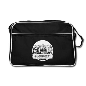 Bukarest City - Retro Tasche - Schwarz/Weiß - Vorne