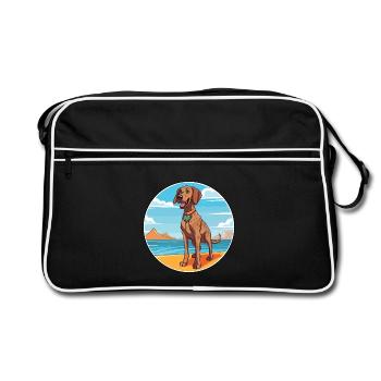 Plott Hund Rasse Cartoon Kawaii Clipart Hund - Retro Tasche - Schwarz/Weiß - Vorne