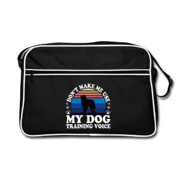 Karpaten Schäferhund Silhouette Retro Sonnenuntergang - Retro Tasche - Schwarz/Weiß - Vorne