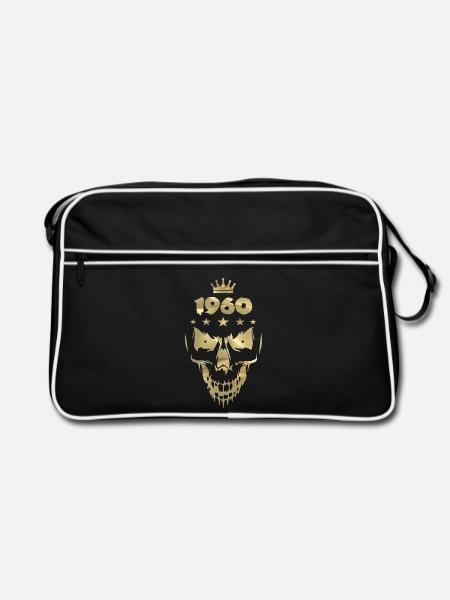 1960 Totenkopf Gold - Retro Tasche - Schwarz/Weiß