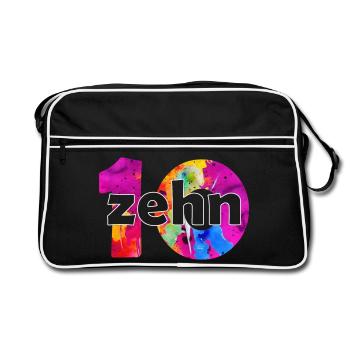 ZEHN 10 JAHRE JUNGE 10. GEBURTSTAG - Retro Tasche - Schwarz/Weiß - Vorne
