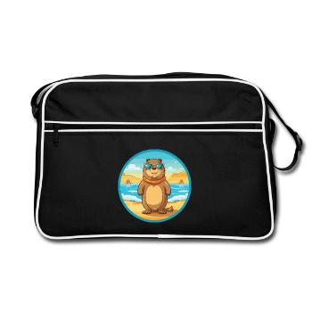 Gopher Aquarell Cartoon Kawaii Clipart Tier - Retro Tasche - Schwarz/Weiß - Vorne
