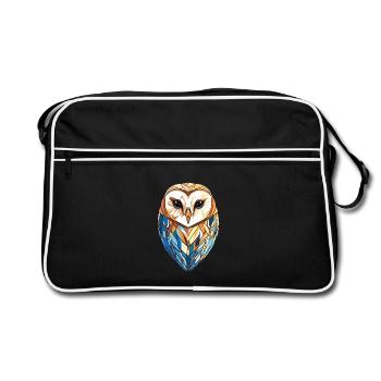 Scheune Langohreule buntes Aquarell Tier Haustier - Retro Tasche - Schwarz/Weiß - Vorne