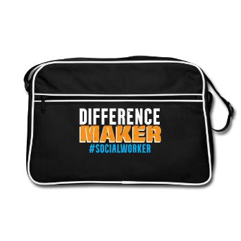 Difference Maker Sozialarbeiter Job Soziale Wohlfa - Retro Tasche - Schwarz/Weiß - Vorne