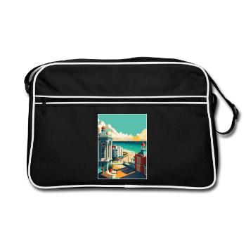 Brighton Pier Seascape Uk Vintage Reiseposter - Retro Tasche - Schwarz/Weiß - Vorne