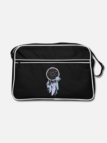 Traumfänger der Farben – sanfte Träume & Harmonie - Retro Tasche - Schwarz/Weiß