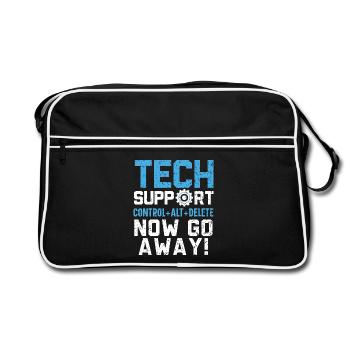 Tech Support Was haben Sie jetzt kaputt gemacht? - Retro Tasche - Schwarz/Weiß - Vorne