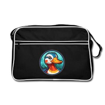Mandarinente Buntglas Bunte Karikatur Kawai - Retro Tasche - Schwarz/Weiß - Vorne