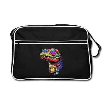 Krokodil Alligator Reptilien Kroko Liebe Krokodile - Retro Tasche - Schwarz/Weiß - Vorne