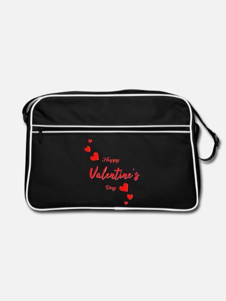 Valentine Happy Valentine - Retro Tasche - Schwarz/Weiß