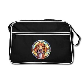 Plott Hund Hund Rasse Buntes Glas Buntes Wasser - Retro Tasche - Schwarz/Weiß - Vorne