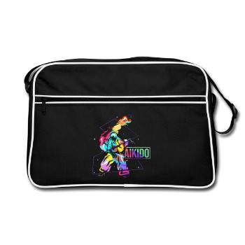 Flinke Aikido Verteidigungstechnik - Retro Tasche - Schwarz/Weiß - Vorne