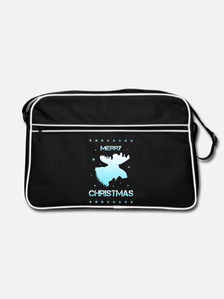 Merry Christmas moose - Retro Tasche - Schwarz/Weiß