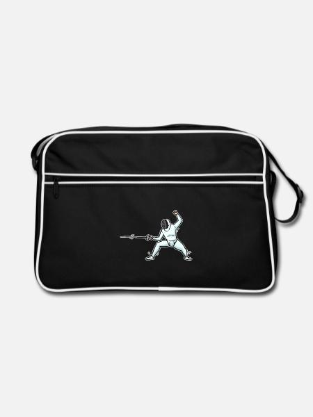 Pfeilschneller Fechter Degenkampf - Retro Tasche - Schwarz/Weiß
