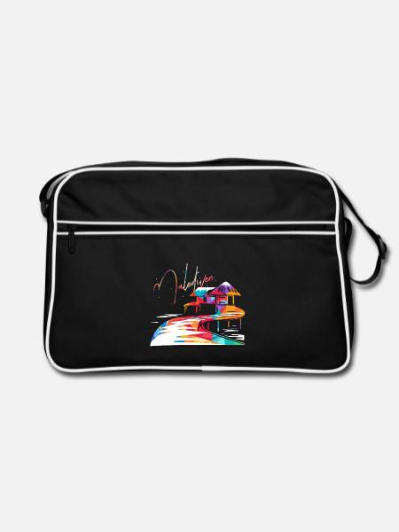 Leuchtende Malediven Korallenriff - Retro Tasche - Schwarz/Weiß