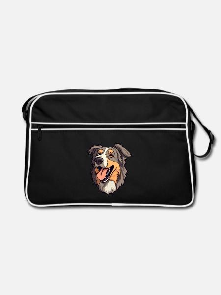 Mallorca Schäferhund Rasse Cartoon Kawaii Illustra - Retro Tasche - Schwarz/Weiß