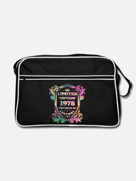 1978 Geburtstag Jahrgang Vintage Regenbogenfarben - Retro Tasche - Schwarz/Weiß