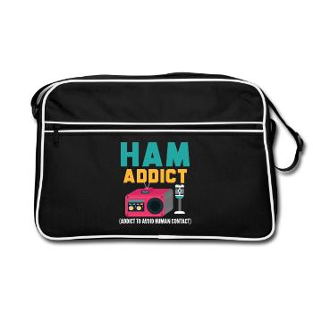 Ham Addict Radio Operator Übertragung Ham Radio - Retro Tasche - Schwarz/Weiß - Vorne