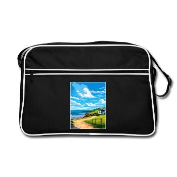 Polzeath Cornwall Vintage Reiseposter Souvenir - Retro Tasche - Schwarz/Weiß - Vorne