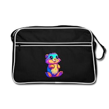 Gopher Buntes Aquarell Cartoon Kawaii Tier - Retro Tasche - Schwarz/Weiß - Vorne