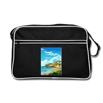 Portreath Cornwall Vintage Reiseposter Souvenir - Retro Tasche - Schwarz/Weiß - Vorne